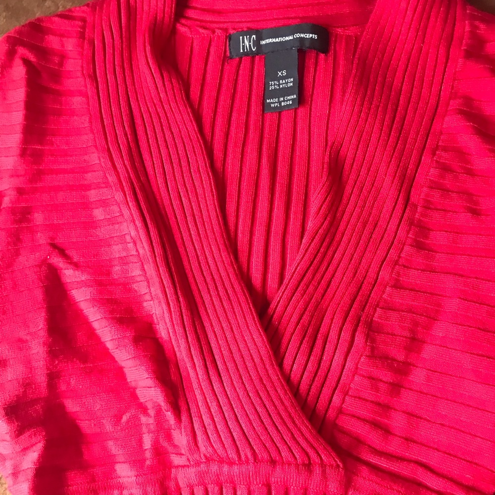 INC Hot Pink long sleeve V- Neck Sweater! Size XS.